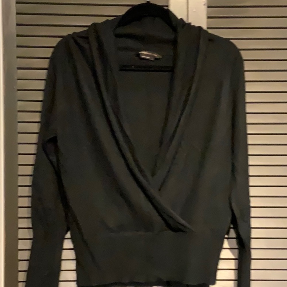 Women’s Black Wrap-Front Sweater